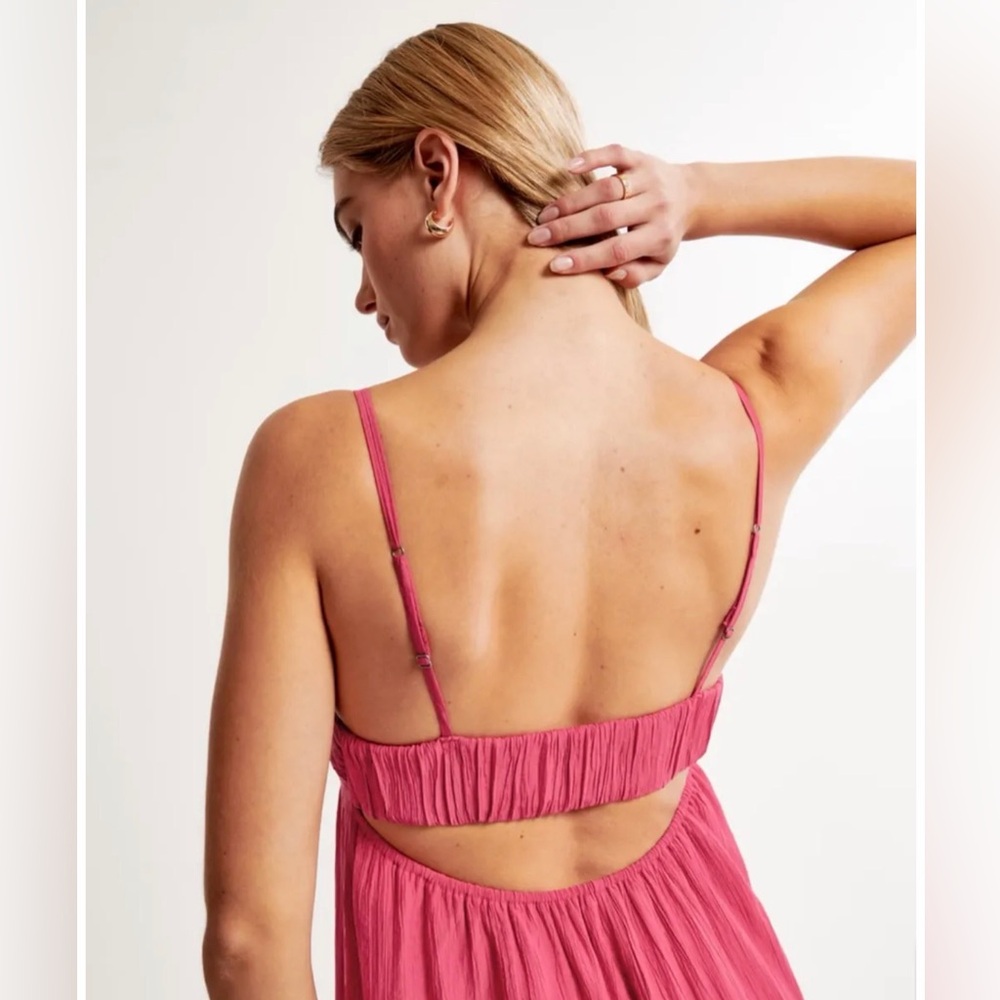 Abercrombie & Fitch Pink Crepe Midi Dress - Picture 4 of 10